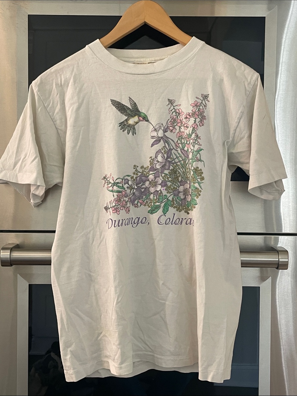 Durango Colorado Hummingbird Floral Graphic Tee - Cream